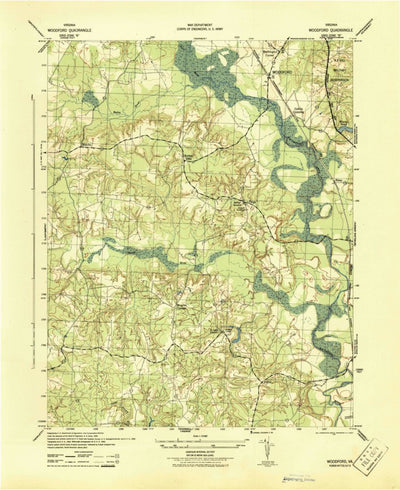 United States Geological Survey Woodford, VA (1942, 31680-Scale) digital map