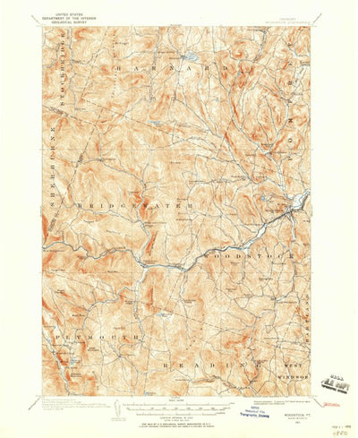 United States Geological Survey Woodstock, VT (1911, 62500-Scale) digital map