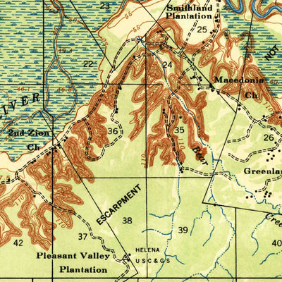 United States Geological Survey Woodville, MS (1936, 62500-Scale) digital map
