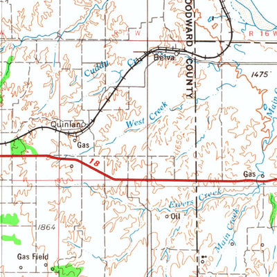 United States Geological Survey Woodward, OK-KS (1955, 250000-Scale) digital map