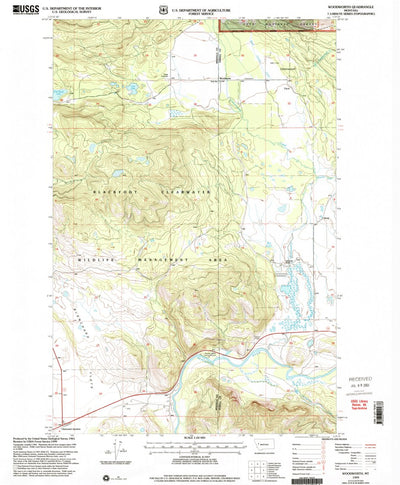 United States Geological Survey Woodworth, MT (1999, 24000-Scale) digital map