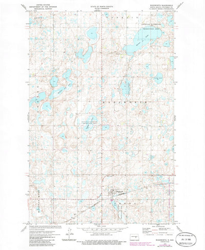 United States Geological Survey Woodworth, ND (1972, 24000-Scale) digital map