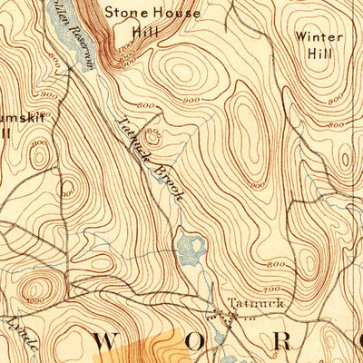 United States Geological Survey Worcester, MA (1892, 62500-Scale) digital map