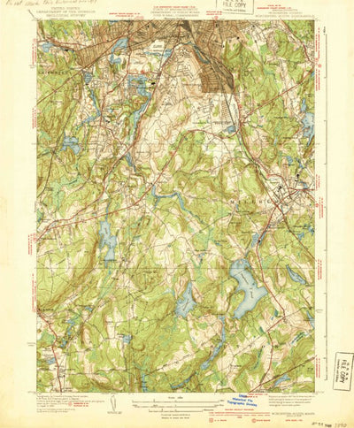 United States Geological Survey Worcester South, MA (1939, 31680-Scale) digital map