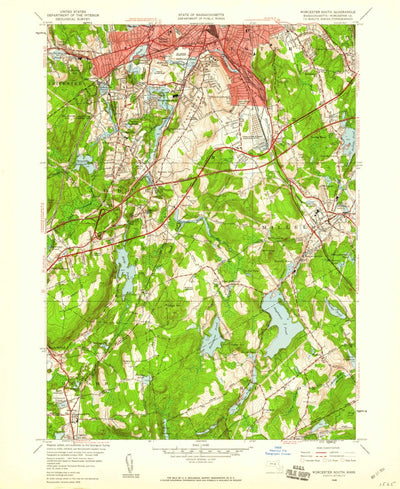 United States Geological Survey Worcester South, MA (1948, 24000-Scale) digital map
