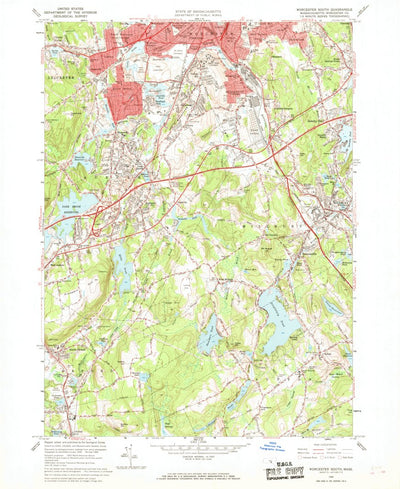 United States Geological Survey Worcester South, MA (1960, 24000-Scale) digital map