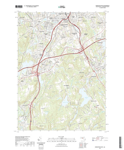 United States Geological Survey Worcester South, MA (2021, 24000-Scale) digital map
