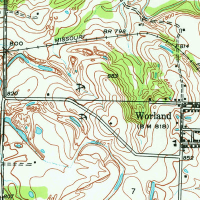 United States Geological Survey Worland, MO-KS (1938, 24000-Scale) digital map