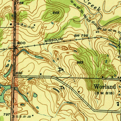 United States Geological Survey Worland, MO-KS (1940, 24000-Scale) digital map