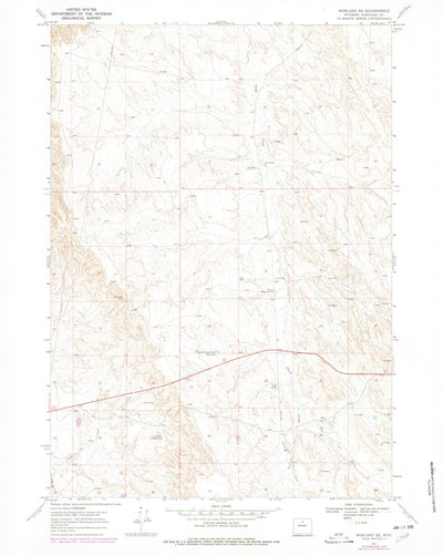 United States Geological Survey Worland SE, WY (1967, 24000-Scale) digital map