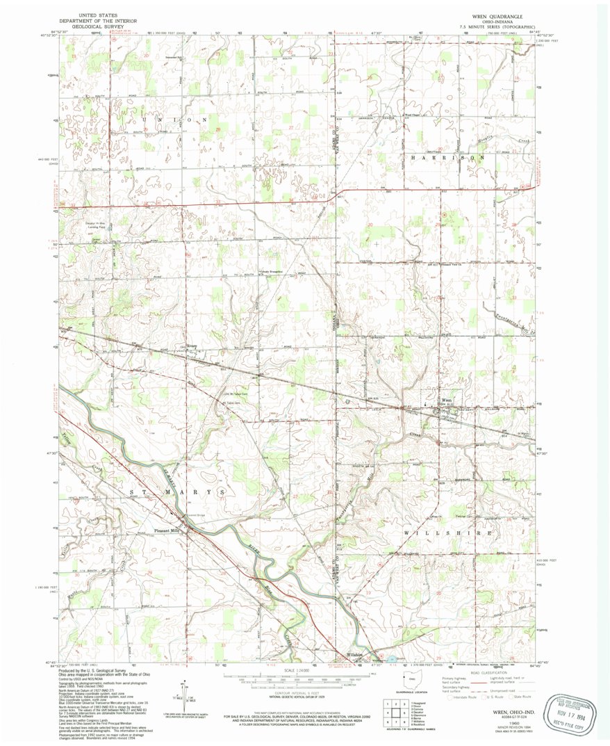 Wren, OH-IN (1960, 24000-Scale) Map by United States Geological Survey ...