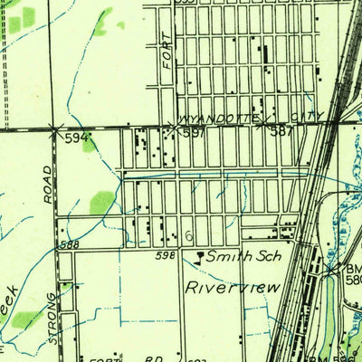 United States Geological Survey Wyandotte, MI (1936, 31680-Scale) digital map