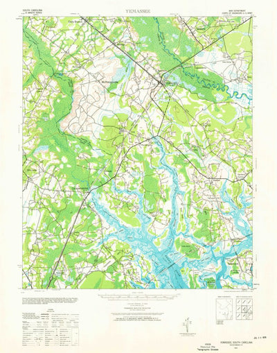 United States Geological Survey Yemassee, SC (1943, 62500-Scale) digital map