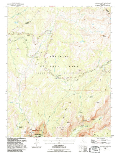 United States Geological Survey Yosemite Falls, CA (1992, 24000-Scale) digital map