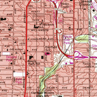 United States Geological Survey Youngstown, OH (1994, 24000-Scale) digital map
