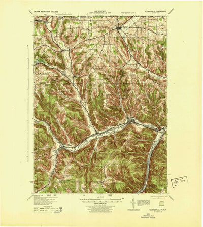 United States Geological Survey Youngsville, PA-NY (1943, 62500-Scale) digital map