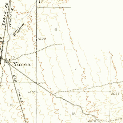 United States Geological Survey Yucca, AZ (1927, 62500-Scale) digital map