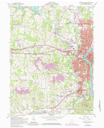 United States Geological Survey Zanesville West, OH (1961, 24000-Scale) digital map