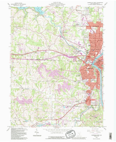 United States Geological Survey Zanesville West, OH (1992, 24000-Scale) digital map