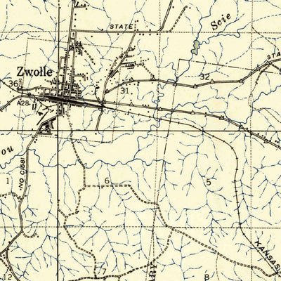 United States Geological Survey Zwolle, LA-TX (1941, 62500-Scale) digital map