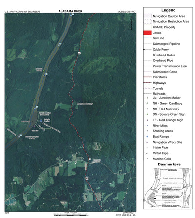 US Army Corps of Engineers Alabama River Navigation Chart 14 (Mile 85.4 - 90.0) digital map
