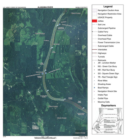 US Army Corps of Engineers Alabama River Navigation Chart 16 (Mile 95.7 - 101.9) digital map