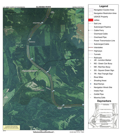US Army Corps of Engineers Alabama River Navigation Chart 17 (Mile 101.9 - 108.8) digital map