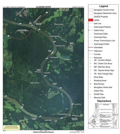 US Army Corps of Engineers Alabama River Navigation Chart 18 (Mile 108.8 - 119.8) digital map