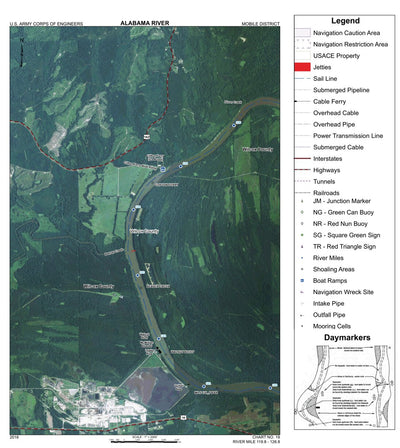 US Army Corps of Engineers Alabama River Navigation Chart 19 (Mile 119.8 - 126.8) digital map