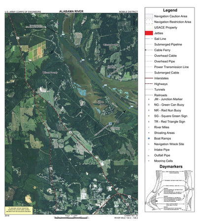 US Army Corps of Engineers Alabama River Navigation Chart 23 (Mile 144.3 - 148.2) digital map