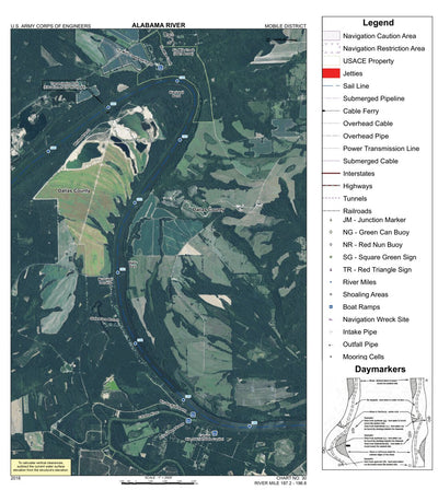 US Army Corps of Engineers Alabama River Navigation Chart 30 (Mile 187.2 - 196.6) digital map