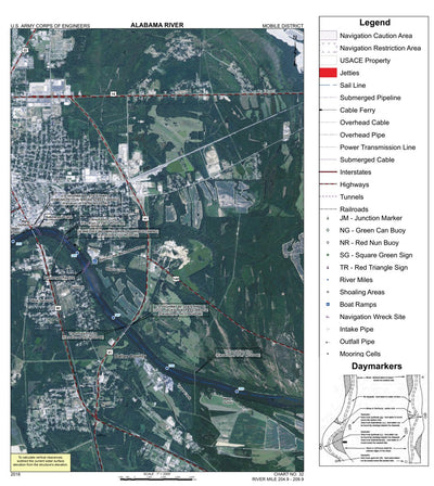 US Army Corps of Engineers Alabama River Navigation Chart 32 (Mile 204.9 - 209.9) digital map
