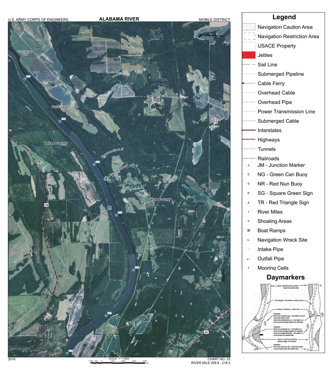 Alabama River Navigation Chart 33 (Mile 209.9 - 216.5) Map by US Army ...