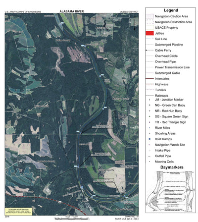 US Army Corps of Engineers Alabama River Navigation Chart 35 (Mile 227.6 - 235.4) digital map