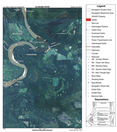 US Army Corps of Engineers Alabama River Navigation Chart 4 (Mile 22.8 - 29.9) digital map
