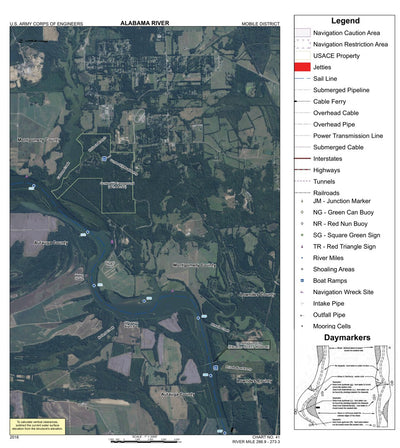 US Army Corps of Engineers Alabama River Navigation Chart 41 (Mile 266.9 - 273.3) digital map