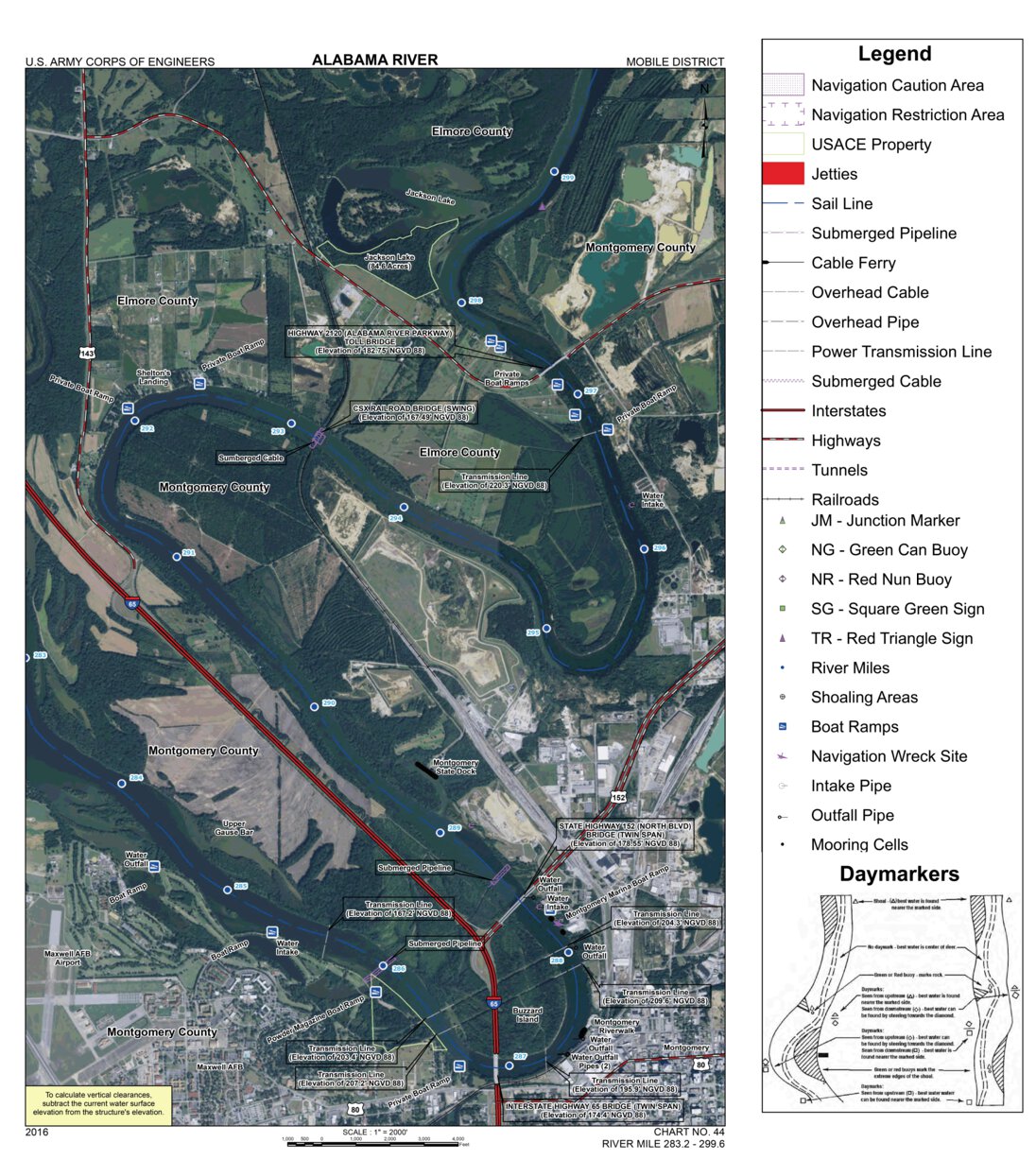 Alabama River Navigation Chart 44 (Mile 283.2 - 299.0) Map by US Army ...