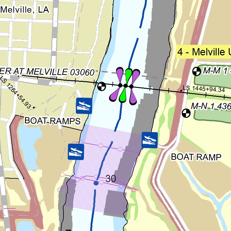 Atchafalaya River Chart 11 Melville, LA Map by US Army Corps of
