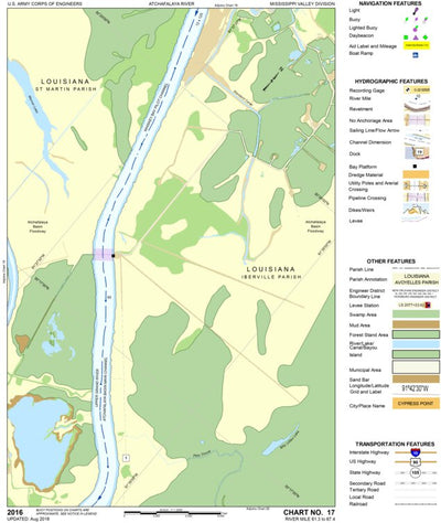 US Army Corps of Engineers Atchafalaya River Chart 17 - St. Martin Parish / Iberville Parish, LA digital map