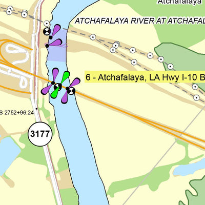 US Army Corps of Engineers Atchafalaya River Chart 18 - Atchafalaya, LA Highway I-10 Bridge digital map