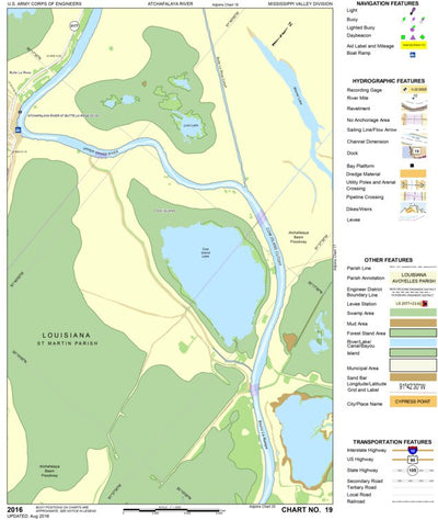 US Army Corps of Engineers Atchafalaya River Chart 19 - Butte La Rosa, LA digital map