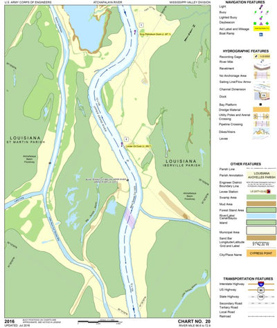 US Army Corps of Engineers Atchafalaya River Chart 20 - Upper Grand River, LA digital map