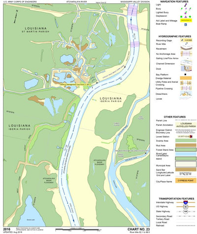 US Army Corps of Engineers Atchafalaya River Chart 23 - Chicot Pass, LA digital map