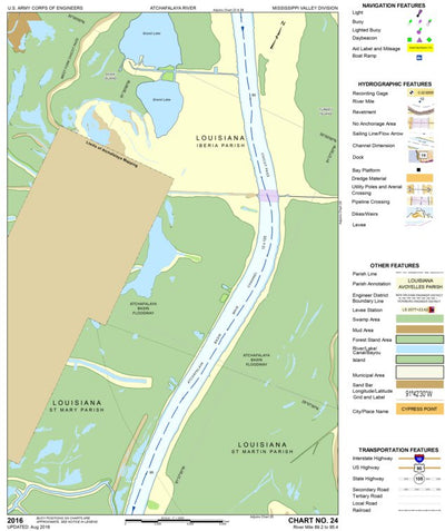 US Army Corps of Engineers Atchafalaya River Chart 24 - Grand Lake, LA digital map