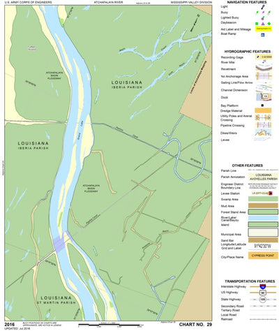 US Army Corps of Engineers Atchafalaya River Chart 29 - Turkey Island, LA digital map