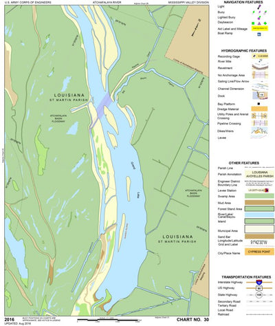 US Army Corps of Engineers Atchafalaya River Chart 30 - Grand Lake, LA digital map