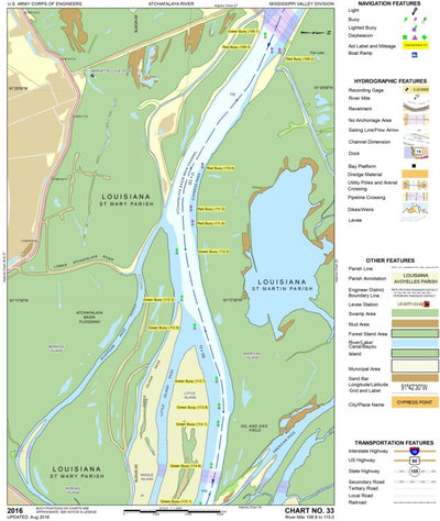 US Army Corps of Engineers Atchafalaya River Chart 33 - Little Island, LA digital map