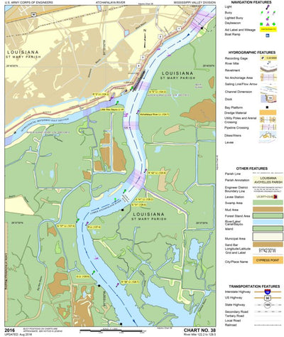 US Army Corps of Engineers Atchafalaya River Chart 38 - St. Mary Parish, LA digital map