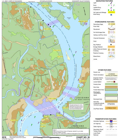US Army Corps of Engineers Atchafalaya River Chart 39 - St. Mary Parish / Terrebonne Parish, LA digital map