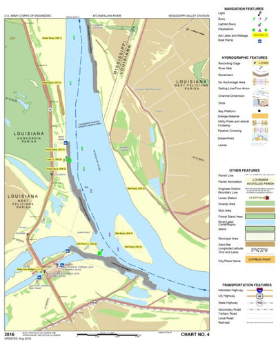 US Army Corps of Engineers Atchafalaya River Chart 4 - Concordia Parish / West Feliciana Parish, LA digital map